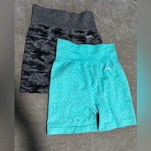 Like new AYBL Shorts bundle  - Black Camo and Blue Dot